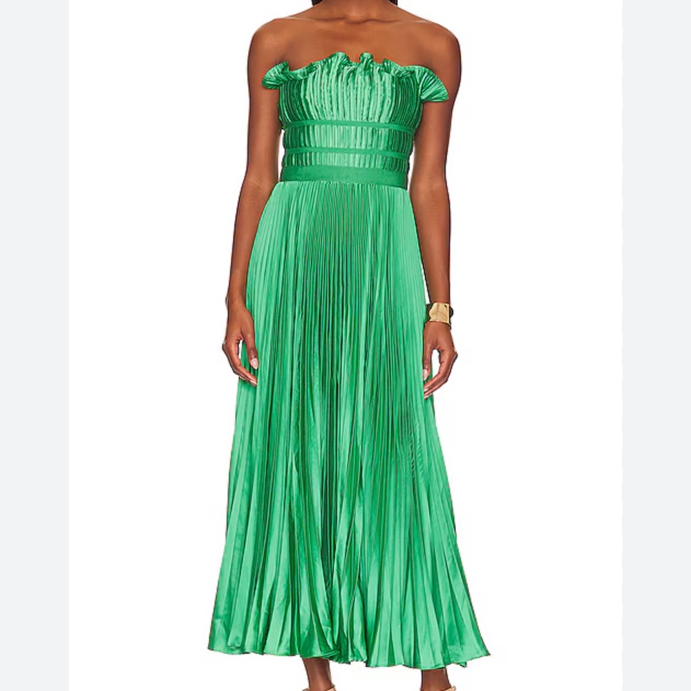 AMUR Giada Pleated Strapless Dress